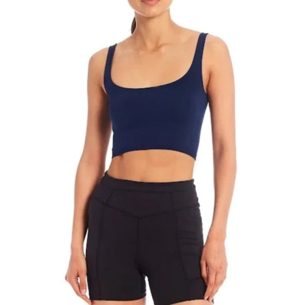 Free People Intimately Scoop Neck Seamless Cropped Tank Top in Navy (Size XS/S)